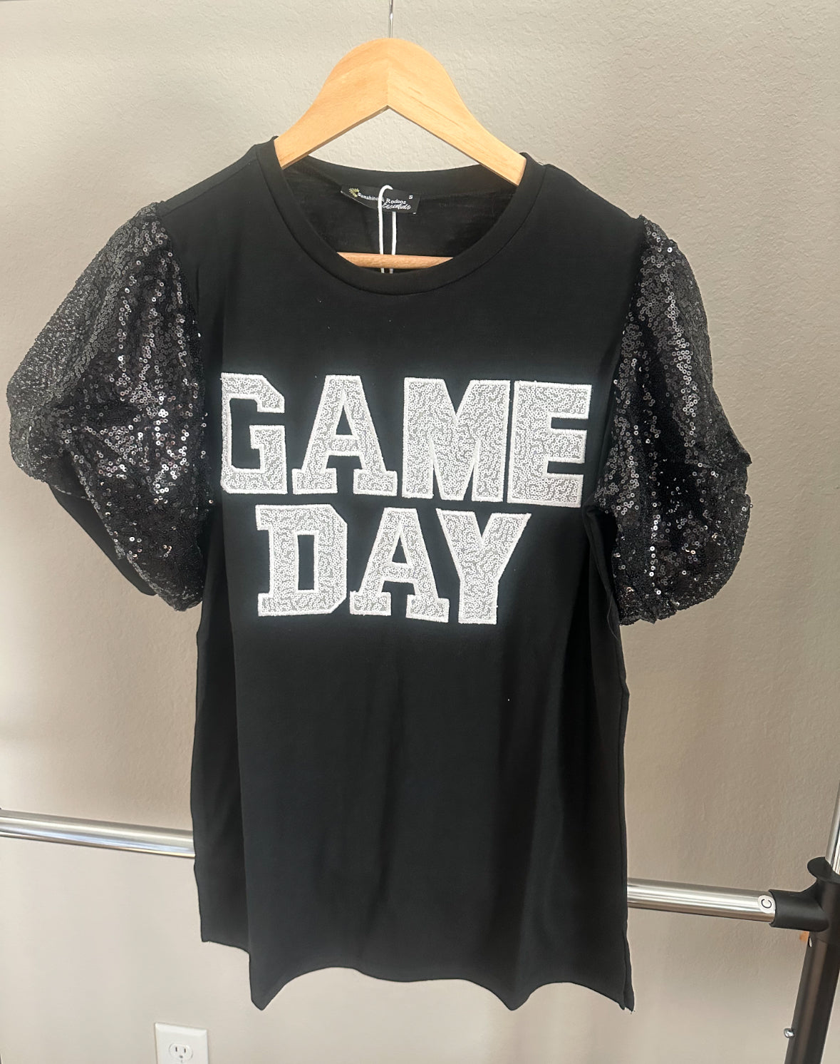 Sequin Bubble Sleeve Game Day Top